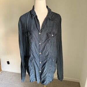 Johhny Was Pete and Greta Silk Cargo Shirt Button Up‎ Top Pocket Medium